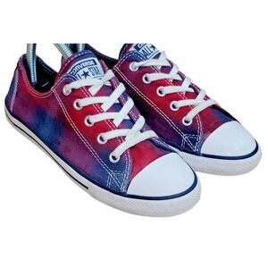 Converse Women's All Star Plaid Red Blue Low Top Casual Lace Up 549611F Size 7